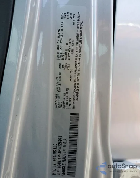 2024 Jeep Wrangler Sahara 4Xe z USA, uszkodzony, nr VIN 1C4RJXP64RW226978